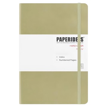 PAPERIDEAS A6 硬皮筆記本，點陣，188頁，100g/s²紙，含索引  山梔茶  1本