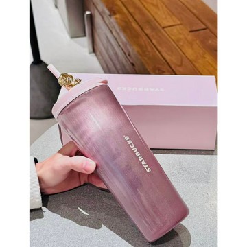 星巴克2026萬花玫境玫瑰閃粉貓眼316L不鏽鋼杯雙飲口靜音墊吸管杯650ml萬花玫境雙飲口閃粉貓眼吸管杯