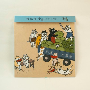 3貓小舖~貓咪吃西瓜萬用擦拭布(插畫家:貓小姐)