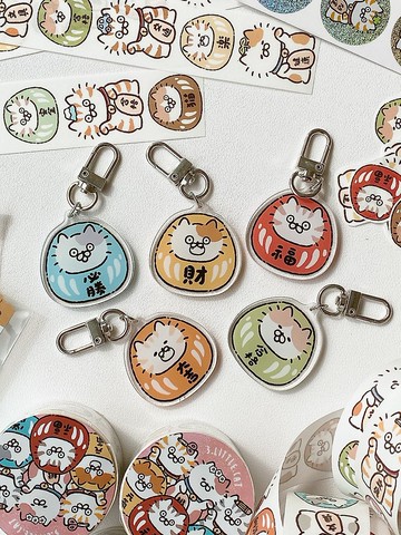 3小喵咪/喵咪達摩壓克力吊飾/鑰匙圈/共5款