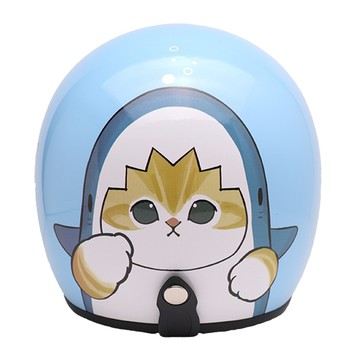 EVO 安全帽 CA-310M 鯊魚貓福 水藍 半罩 半拆洗 卡通圖案 正版授權