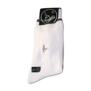 [家速配]煙斗刺繡條紋休閒襪<白色>