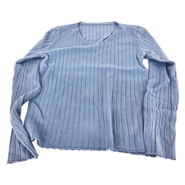 FM8A59 柔軟坑條針織上衣  F  寶藍色