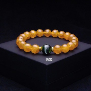 綠貓眼碧璽11.5mm 黃碧璽10mm 財富手鍊 QBR-00111