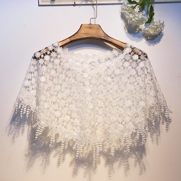 新款超仙夏季防曬套頭蕾絲披肩百搭短款時尚小外套女韓版寬松斗篷