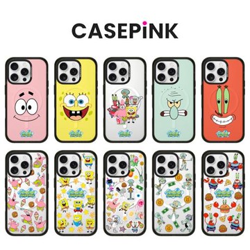 Magsafe磁吸CASEPiNK海綿寶寶16Pro手機殼適用亞克力黑邊框iPhone15Pro蘋果14Promax少女13派大星保護情侶套