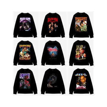 TRAVIS SCOTT EMINEM ASAP LIL PEEP小領口嘻哈高街長袖T恤