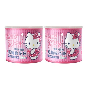 Sanrio Hello Kitty 螺旋+圓頭 紙軸棉花棒 300支X2盒 環保紙製軸桿 一邊圓頭一邊螺旋 巧思滿足不同需求