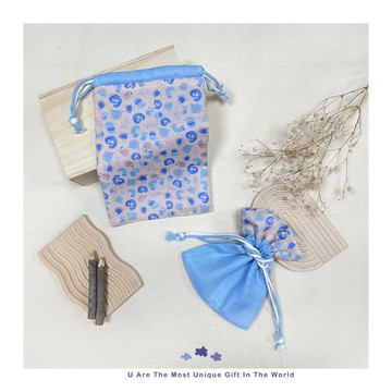 粉嫩咖雙面束口袋