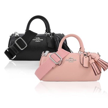 COACH Lacey 馬車皮革復古流蘇掛飾兩用圓筒包(迷你/多色選)