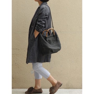 庸庸布包手提包單肩斜挎大容量文藝復古帆布包上班通勤棉麻水桶包