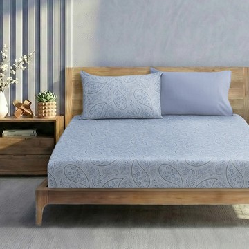 新品_東妮寢飾(單人/雙人/加大/特大)100%精梳棉床包枕套組／沁藍織影