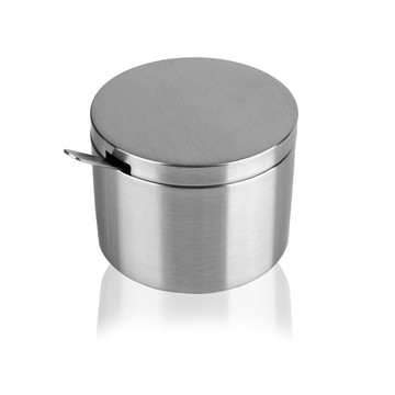 不銹鋼糖罐鹽罐調味瓶圓形直身帶勺子套裝廚房調味罐實用調料盒