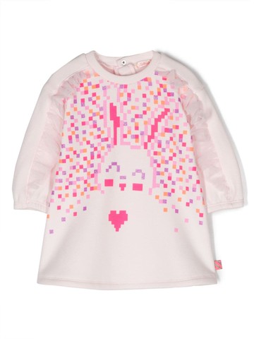 Billieblush - graphic-print dress - kids - Polyester/Elastane/Cotton - 9 mth - Pink