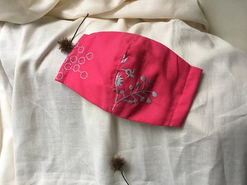 螢光桃花園刺繡立體兩用口罩or口罩套-日本製二紗(附耳繩)