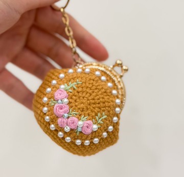 口金包系列 - 針織 mini 棕口金包