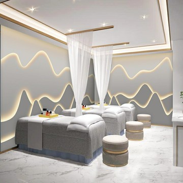 8D簡約現代前臺背景墻裝飾壁畫新中式壁紙高檔輕奢采耳美容院墻紙