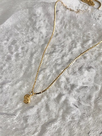 【VintageShop solo 日本直送中古包專賣店】Christian Dior 經典 CD Logo 綴水晶 金色項鍊 (中古) a4e5gp