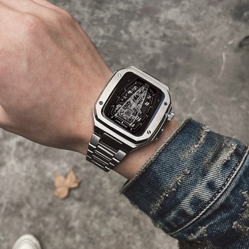 【台灣出貨】改裝Apple watch 錶帶 改裝AP橡樹 金屬不銹鋼錶帶 蘋果手錶5/6/SE/7/8/9代 一體錶帶