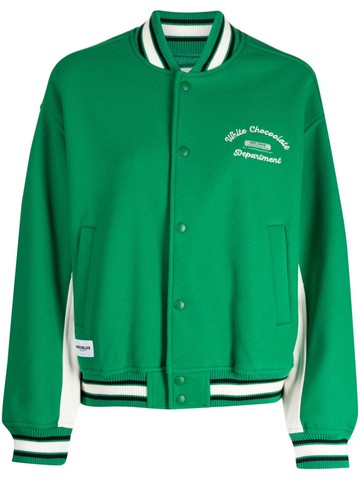 CHOCOOLATE - logo-print striped bomber jacket - women - Polyester/Polyester/Viscose/Spandex/Elastane/Polyester/Polyester - XS - Green