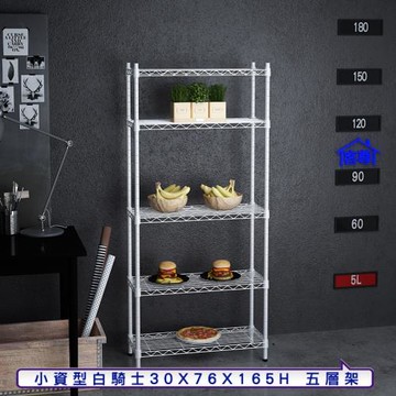 客尊屋-粗管小資型 30x76X165Hcm 白騎士五層架