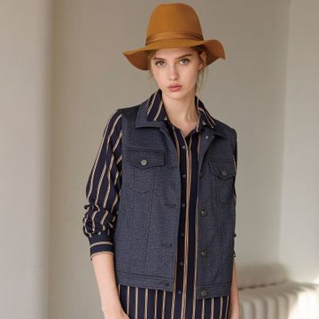 【Just J’S Miss】仿牛仔全開扣口袋背心 J23W1513