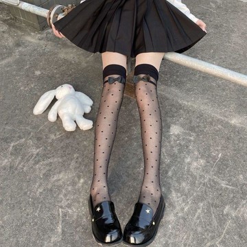 💖夏日必備襪子💖可愛日系jk襪子女ins潮百搭高顏值圓點蝴蝶結絲襪夏天薄款過膝襪