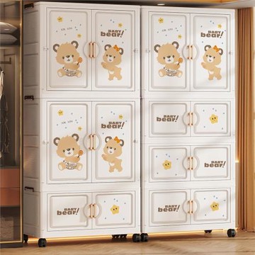 折疊式收納柜卡通兒童衣柜家用寶寶簡易小衣櫥嬰兒整理塑料儲物柜
