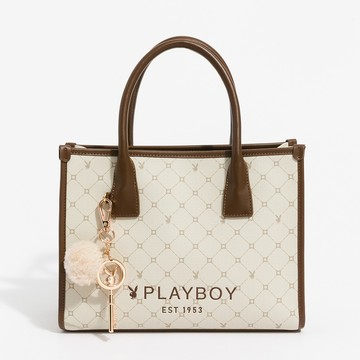 PLAYBOY-手提包附長背帶 Bunny Lattice系列 -咖啡色(561-0103-26-6)