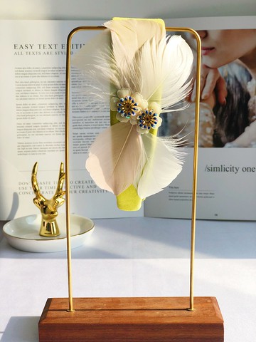 原創檸檬黃羽毛髮箍