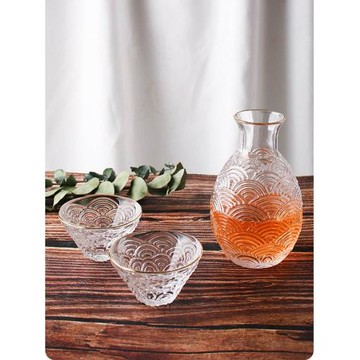 中式金邊祥云酒杯清酒壺套裝玻璃酒具梅酒杯白酒杯果酒杯輕奢酒壺