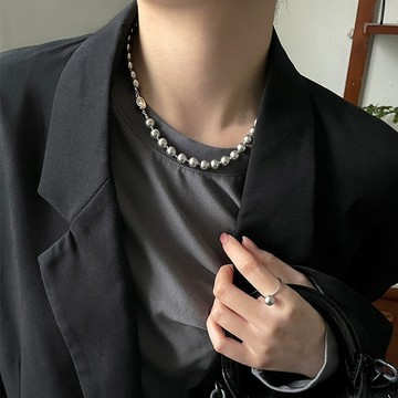 珍珠項鍊 項鍊 女生飾品 灰珍珠 銀元寶 韓版 項鍊女 簡約ins風 個性項鍊 韓版飾品 禮物 329