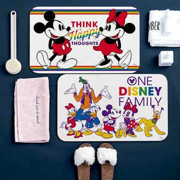 【收納王妃】Disney 迪士尼 硬式珪藻土地墊 彩虹米奇 地墊 吸水墊 (60x39x0.9cm)