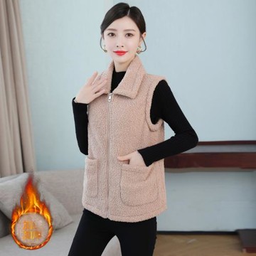 馬甲新款女春秋雙面絨外穿中年媽媽羊羔毛背心顆粒絨坎肩加絨外套