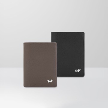 【免費升級送禮包裝】羅根-A 名片夾-黑色/培土棕/BF569-141