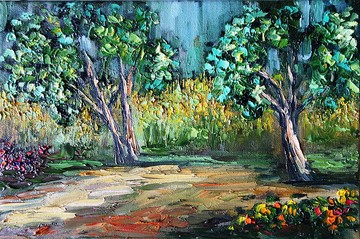 Birch Trees Oil Painting Original Art 油畫原作 Aspen Trees Artwork Landscape