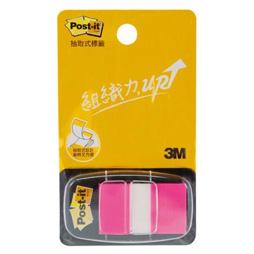3M Post-it利貼可再貼抽取式指示標籤/681N-21/25x44mm/粉紅/50張/包