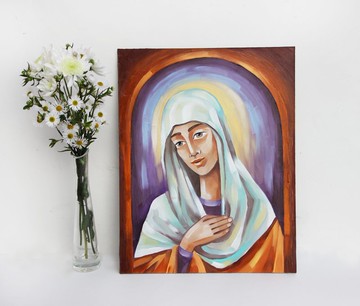 圣母玛利亚 油画 圣母 原创艺术 圣母艺术品 天主教墙面艺术