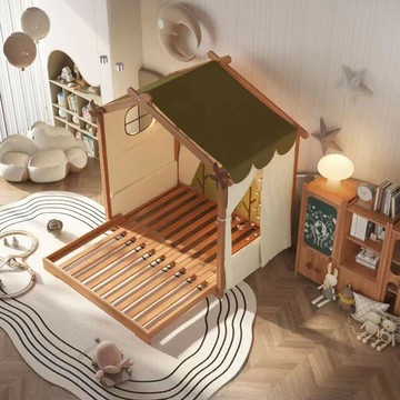 免運公司貨 樹屋床 兒童床 红橡实木儿童床 木屋帐篷床 伸缩女孩卧室公主床 男孩房子城堡树屋床 可開發票 全館五折 工廠現貨直銷 新品特價 z11012