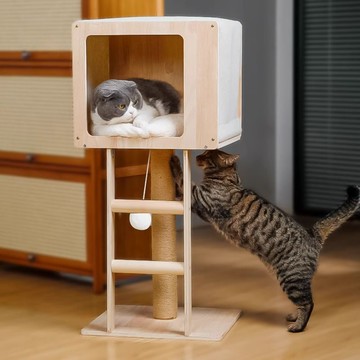 電視機貓爬架小戶型貓窩睡覺實木劍麻抓板貓咪用品耐磨爪玩具抓柱