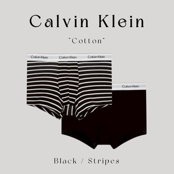 【Sharkhead】現貨 Calvin Klein Cotton 四角褲 黑 條紋 內褲 CK 串標 棉質 兩件組