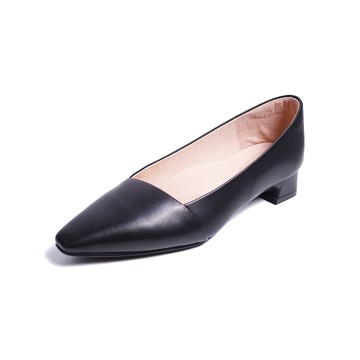 KOKKO氣質拼接感柔軟粗跟包鞋黑色