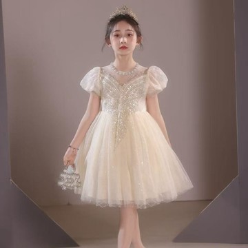 🍭臺灣出貨🍭女童禮服鋼琴演奏高端兒童公主裙花童婚禮生日小女孩主持人演出服
