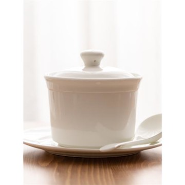 燉盅優級純白無鉛唐山骨瓷隔水蒸蛋碗溫湯中式家用釉下彩陶瓷餐具