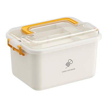 Mass 生活好物 雙層大容量醫藥箱 29 x 21 x 18cm 大號黃色  1個