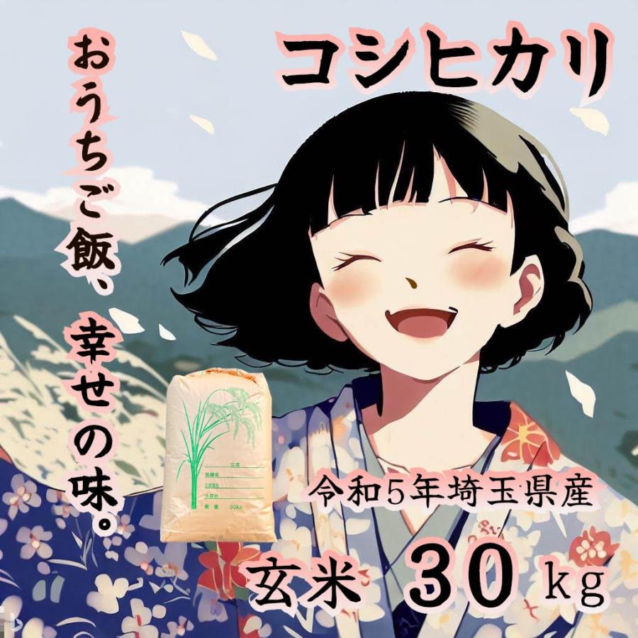 新米　産地直送！令和5年産 埼玉県産 コシヒカリ 玄米 30kg 未検査米 おいしいお米