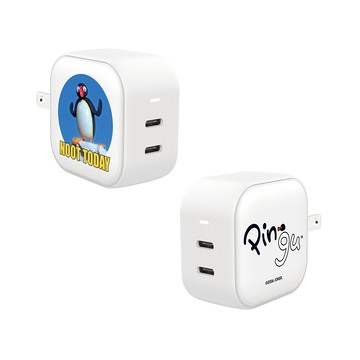 【正版授權】PINGU表情包GaN 45W Type-C雙孔充電頭