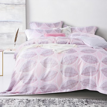 FOCA 100%萊賽爾纖天絲 四件式兩用被床包組  雙人  葉影 粉色