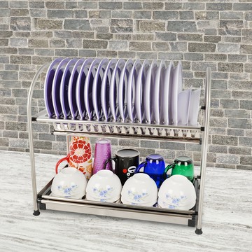 Lifecode 生活密碼 收納王不鏽鋼碗盤瀝水架 18碟位  2層  1個  銀色