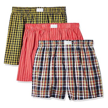 Tommy Hilfiger 2022男經典寬鬆棉質黃橘色系混搭平口內著3件組